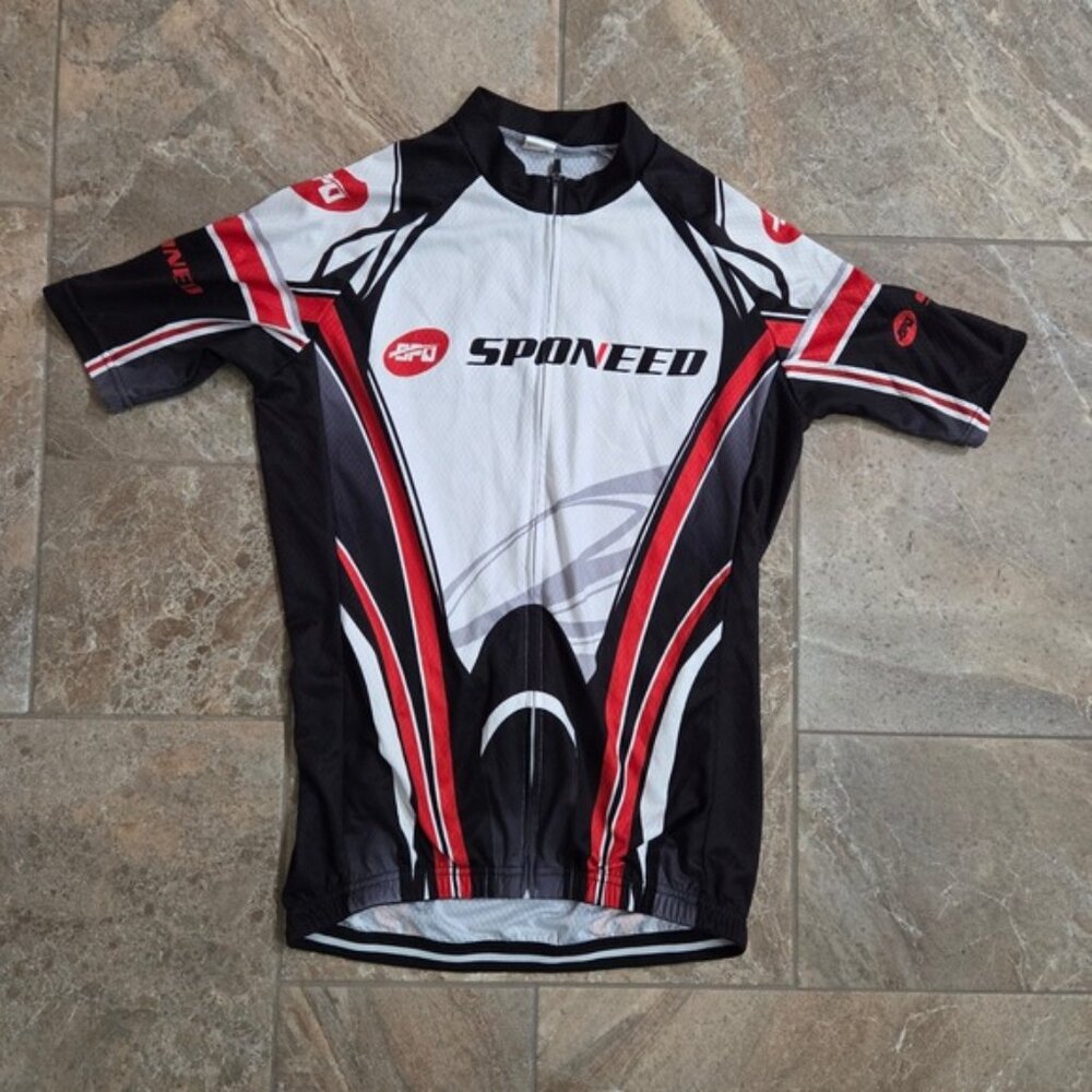 SPONEED Cycling Jersey Short Sleeve Full Zip Breathable Men's Size S